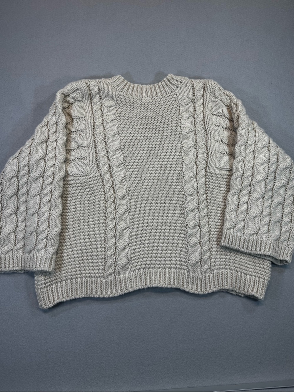 Cozy Cable Knit Crewneck Sweater - Cream - Picture 7 of 8